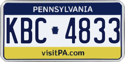 PA license plate KBC4833
