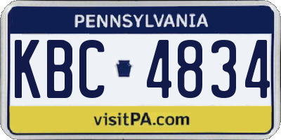 PA license plate KBC4834