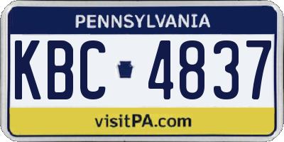 PA license plate KBC4837