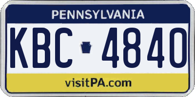 PA license plate KBC4840
