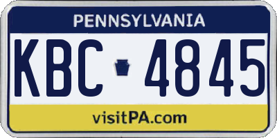 PA license plate KBC4845