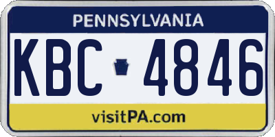 PA license plate KBC4846