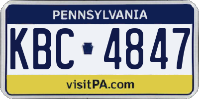 PA license plate KBC4847