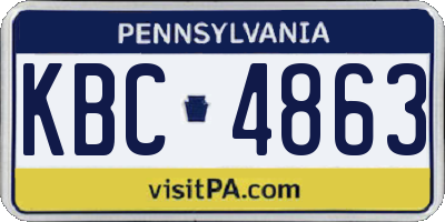 PA license plate KBC4863