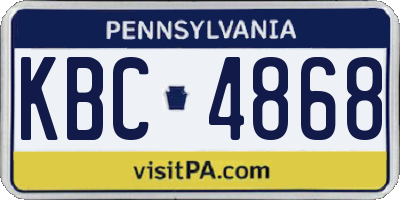PA license plate KBC4868