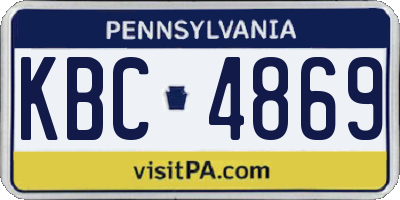 PA license plate KBC4869