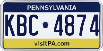 PA license plate KBC4874