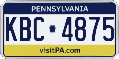 PA license plate KBC4875