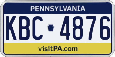 PA license plate KBC4876