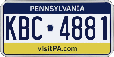 PA license plate KBC4881