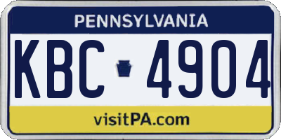 PA license plate KBC4904
