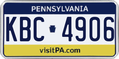 PA license plate KBC4906