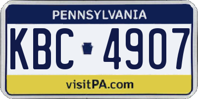 PA license plate KBC4907