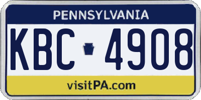 PA license plate KBC4908