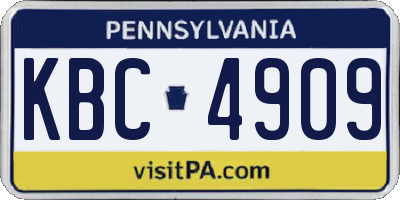 PA license plate KBC4909