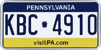PA license plate KBC4910