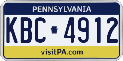 PA license plate KBC4912