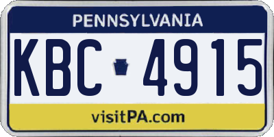 PA license plate KBC4915