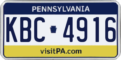 PA license plate KBC4916