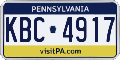 PA license plate KBC4917