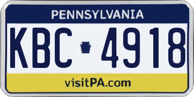PA license plate KBC4918