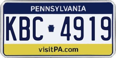 PA license plate KBC4919
