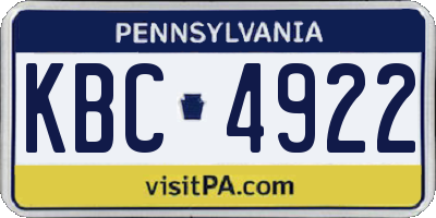 PA license plate KBC4922