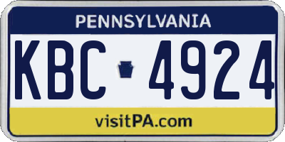PA license plate KBC4924