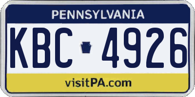 PA license plate KBC4926