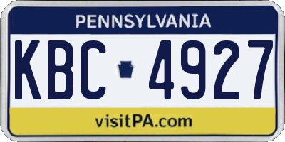 PA license plate KBC4927