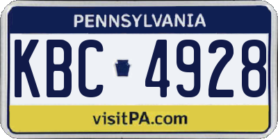 PA license plate KBC4928