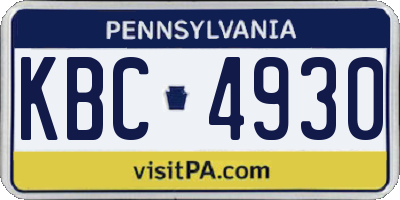 PA license plate KBC4930
