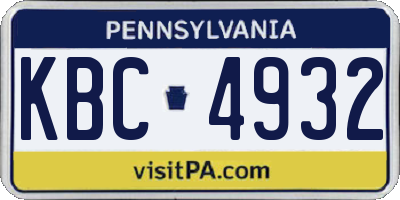 PA license plate KBC4932