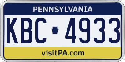 PA license plate KBC4933