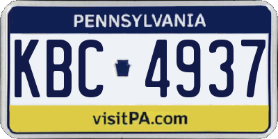 PA license plate KBC4937