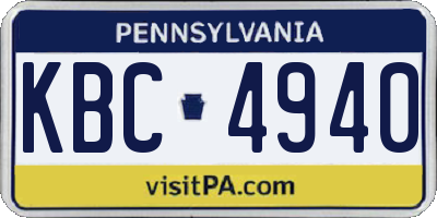 PA license plate KBC4940