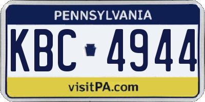 PA license plate KBC4944