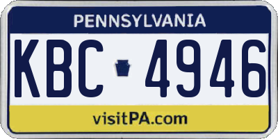 PA license plate KBC4946