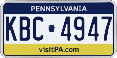 PA license plate KBC4947