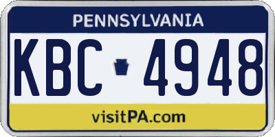 PA license plate KBC4948
