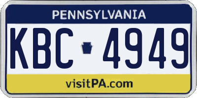 PA license plate KBC4949