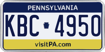 PA license plate KBC4950