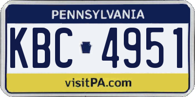 PA license plate KBC4951