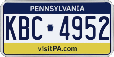 PA license plate KBC4952