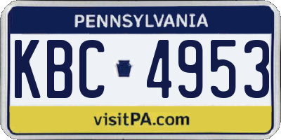 PA license plate KBC4953