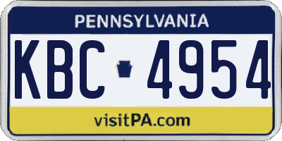 PA license plate KBC4954