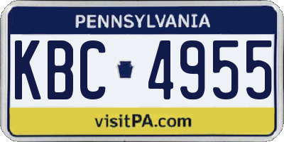 PA license plate KBC4955
