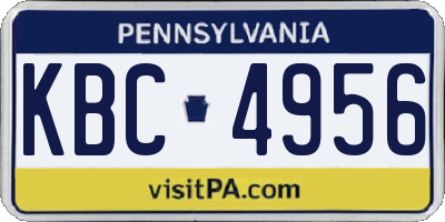PA license plate KBC4956