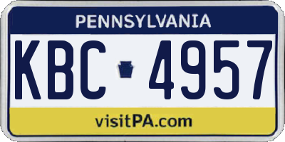 PA license plate KBC4957