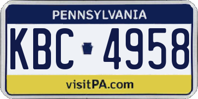 PA license plate KBC4958